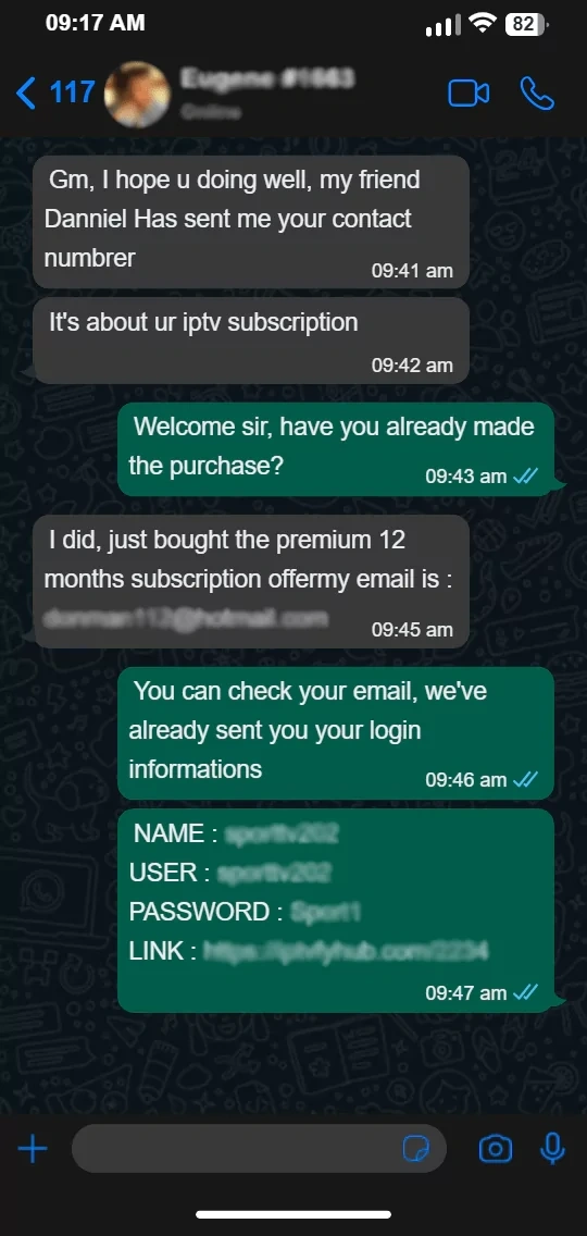 Kundenbewertung IPTV per WhatsApp