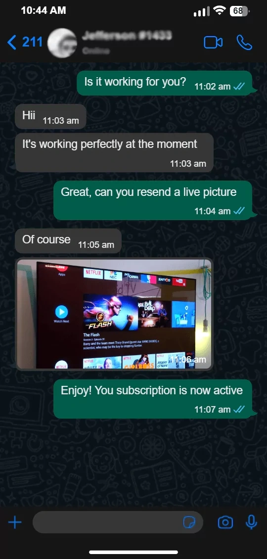 Kundenbewertung IPTV per WhatsApp