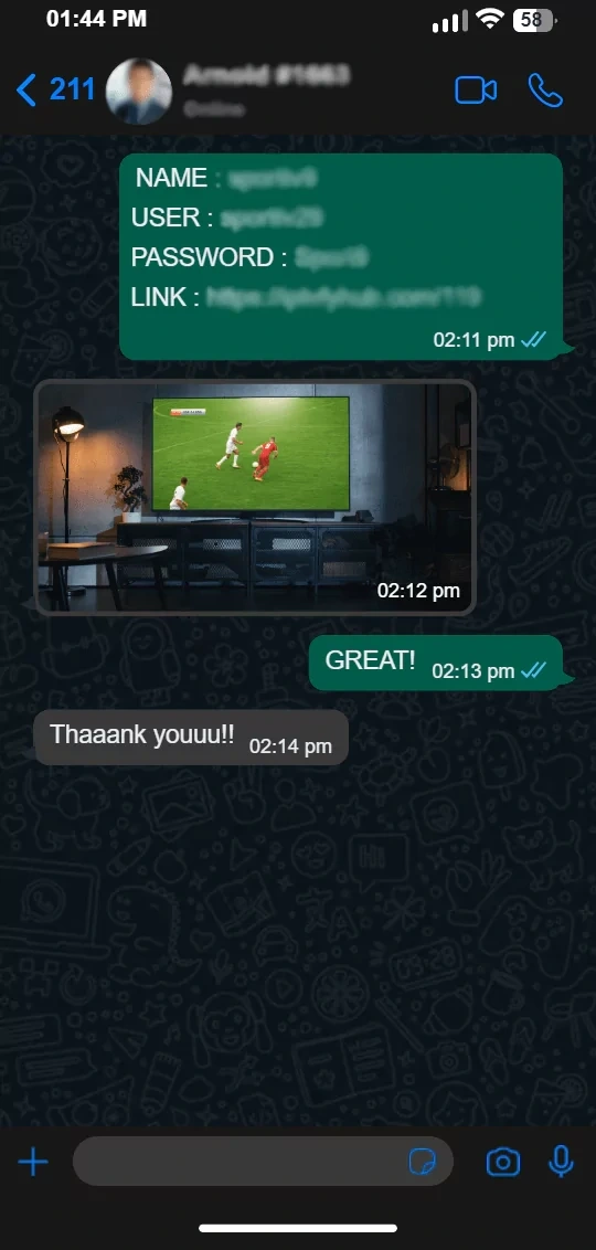Kundenbewertung IPTV per WhatsApp