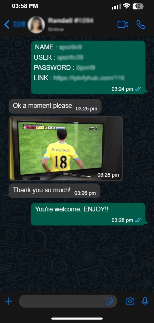Kundenbewertung IPTV per WhatsApp