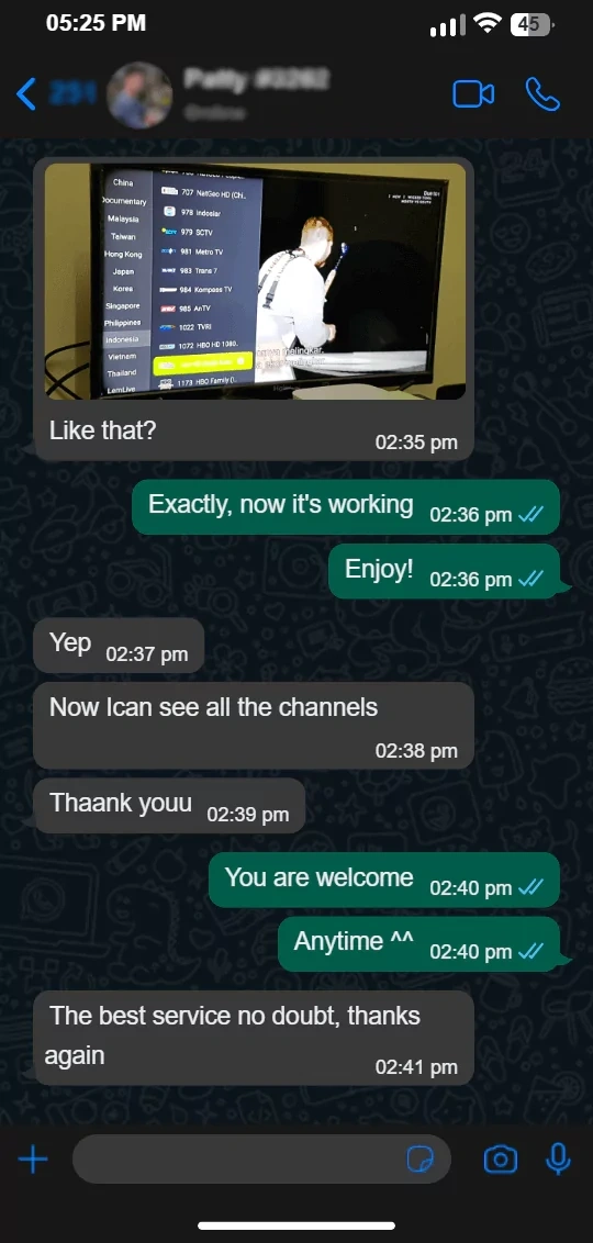 Kundenbewertung IPTV per WhatsApp